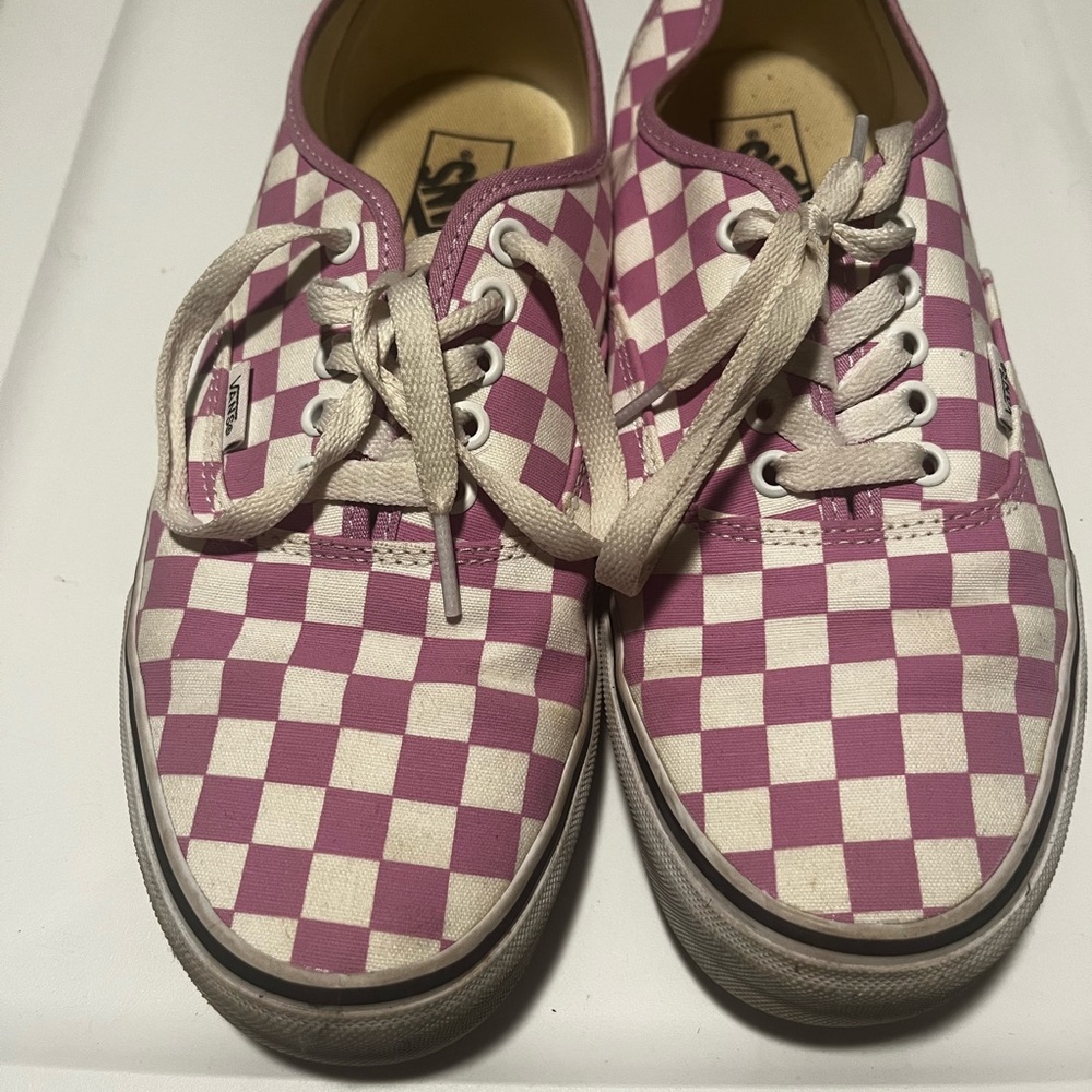 Vans Pink and White Checkered Sneakers